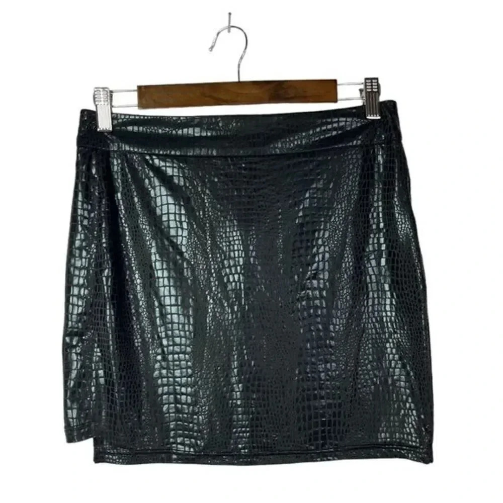 Boutique Black Snake Print Bodycon Mini Skirt M